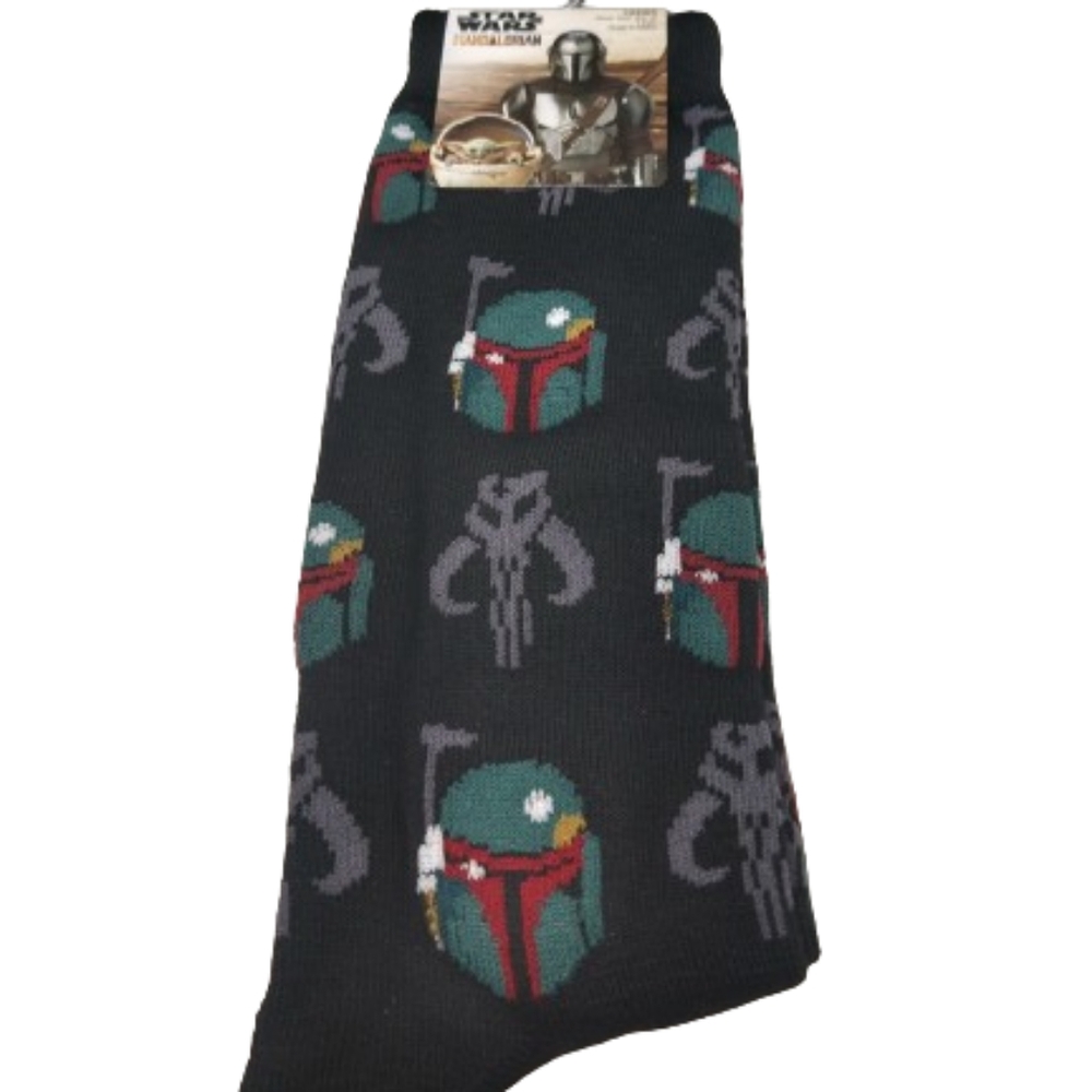 Star Wars 'The Mandalorian' (#2) Black Novelty Crew Socks - Size 6.5 - 12 *NEW*